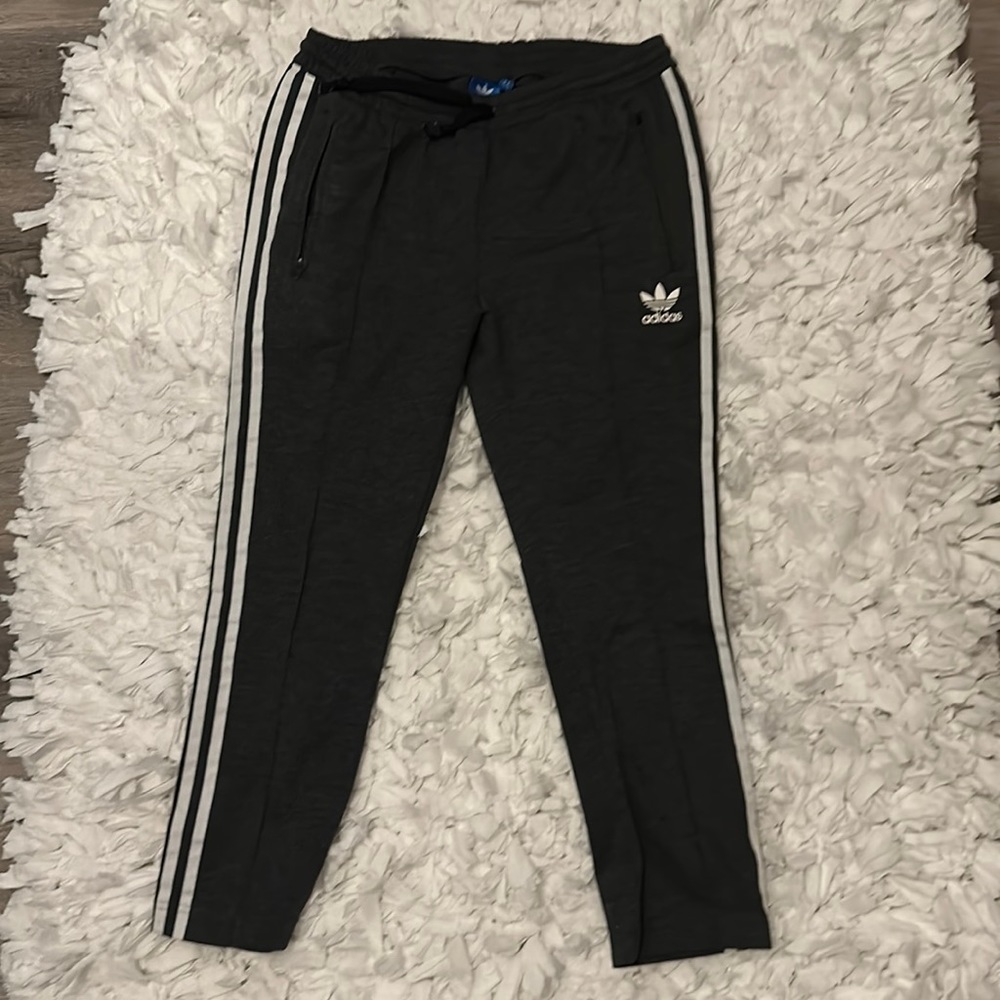 Wonens adidas capris gray with white stripe size M
